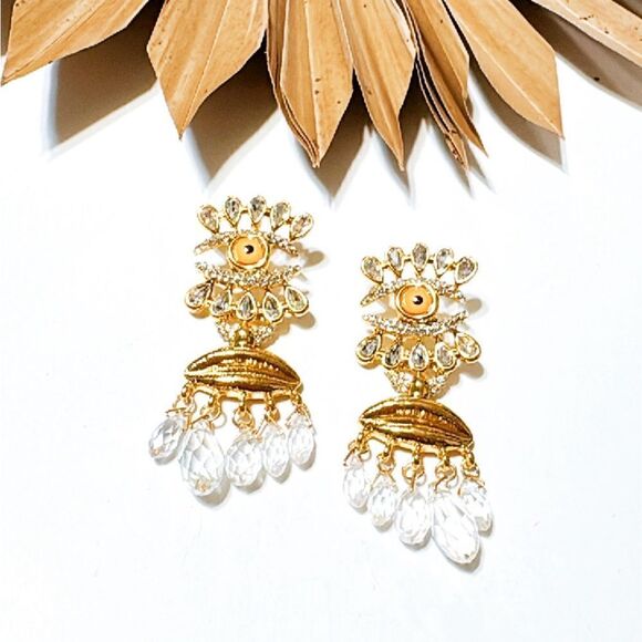 REVOLVE Gold and Crystal Eye Earrings - Picture 2 of 4